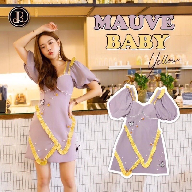 BLT Brand: Mauve Baby เดรสสีม่วงตัดเหลือง สวยมาก💞❤️
