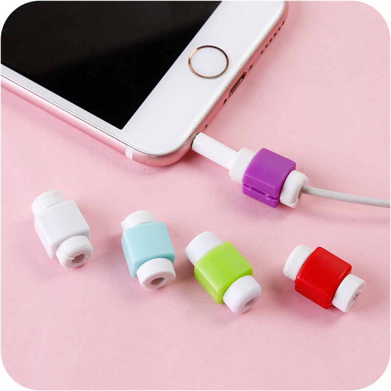 1pc สีแคนดี้ ป้องกันสายเคเบิล สายชาร์จข้อมูล USB ตัวป้องกัน