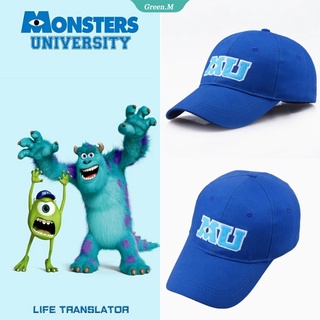 หมวกเบสบอล ปักลายตัวอักษร Monsters University Sullivan Sulley Mike MU สีฟ้า 2022