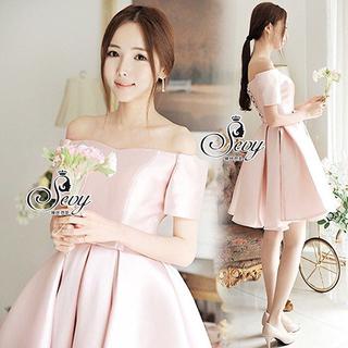 Sevy princess diary off shoulder rose pink mini dress.