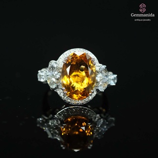 แหวนซิทริน และ white sapphire ขนาด 53