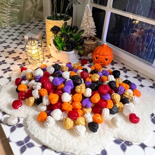 🎃👻 มาการองจิ๋ว มาการอง(ธีมฮาโลวีน) Halloween มาการองรูปหัวใจจิ๋ว ขนมดินปั้นจิ๋ว(ราคา /1ชิ้น)(macaron)#ของจิ๋ว #miniature