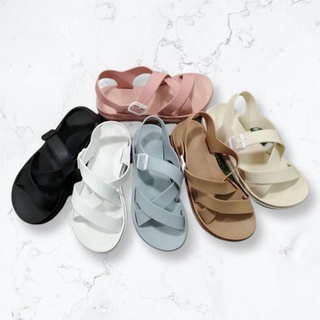 ( 1955 รัดไขว้ ) ยางรองเท้านิ่ม พาสเทล สีสวย ใส่สบาย ไซร้36-41 สินค้าพร้อมส่ง