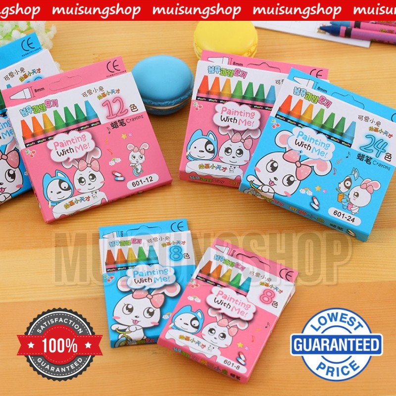 ดินสอเทียน สีเทียน 8/12/24 แท่ง  เครื่องเขียน สีเทียนเด็ก ไร้สารพิษ ภาพวาดดินสอสี ดินสอวาดเขียน  By MUISUNGSHOP