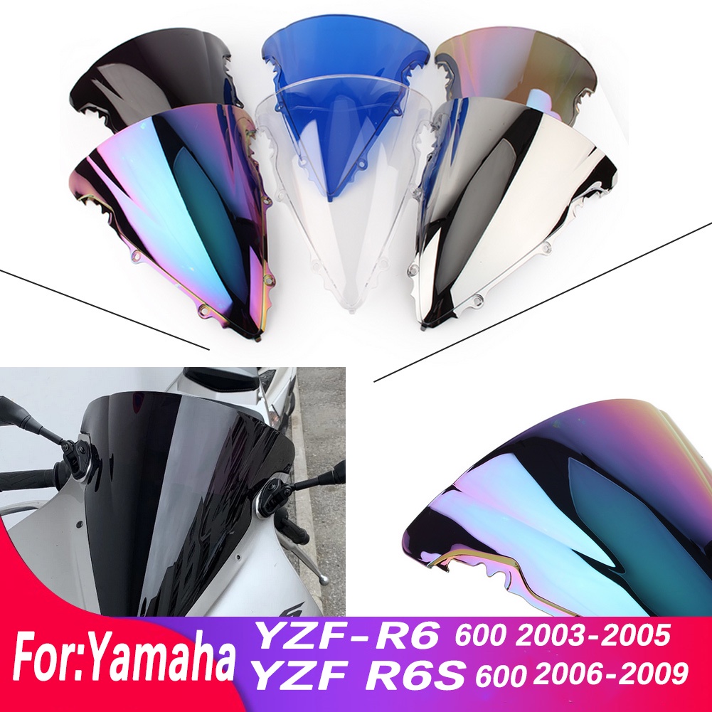 กระจกรถจักรยานยนต์กระจกกระจกป้องกันหน้าจอสําหรับ Yamaha YZF R6 YZF-R6 YZFR6 600 2003 2004 2005