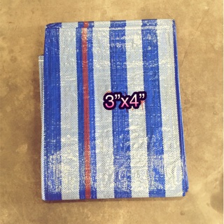 ผ้าใบ ผ้าฟาง ผ้าใบฟ้าขาว ขนาด 3”x4”