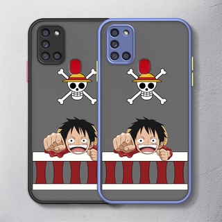 เคสโทรศัพท์มือถือ กันกระแทก ลายการ์ตูนวันพีช ลูฟี่น่ารัก สําหรับ Samsung Galaxy A70 A31 A12 A02S A21S A72 A42 A52 A32 A02 M02 5G 4G For Soft Case Phone Casing Camera Lens Protector Full Cover simple Silicone Cases mobile covers