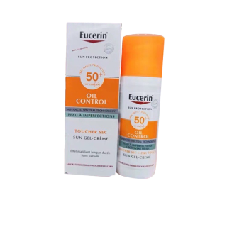 EUCERIN SUN GEL-CREAM DRY TOUCH SPF50 -oil control 50ML. PF 50+50ML กันแดดเนื้อเจลครีม คุมมัน/pigment control/แผ่นUV