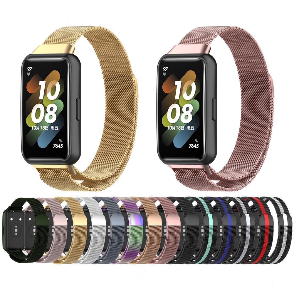 สายนาฬิกาข้อมือ สเตนเลส หัวเข็มขัดแม่เหล็ก สําหรับ Huawei band 7