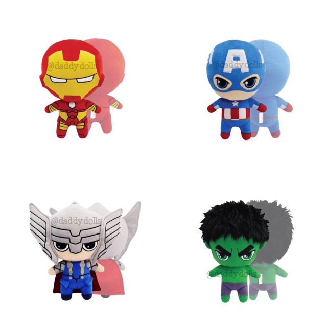 ตุ๊กตา Ironman ไอรอนแมน & Captain America กัปตันอเมริกา & Hulk ฮัค & Thor ธอร์ Cuties 12นิ้ว Avengers Marvel