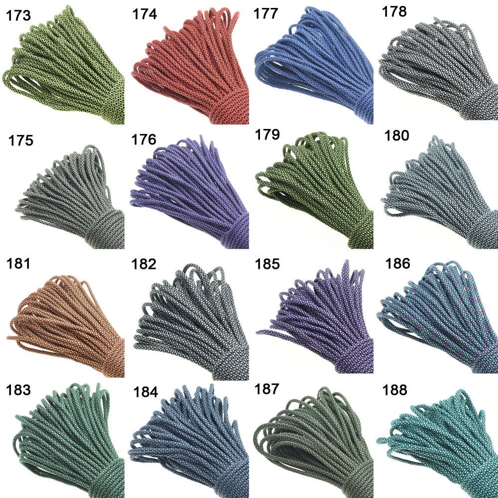 1pcs 550 Paracord Parachute Cord Lanyard Mil Spec Type III 7 Strand Core 100 FT 108 สีสําหรับสร้อยข้อมือ Paracord 169-188