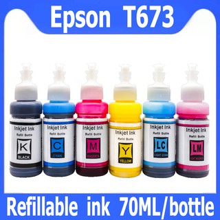 Epson T673 เข้ากันได้สำหรับ L800,L805,L810,L850,L1800 (70ml น้ำหมึกเติม)(Epson T673)