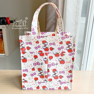 กระเป๋าผ้าเคลือบกันน้ำลายน่ารัก กระเป๋าถือกันน้ำ size S ทรงตั้ง (1st page)