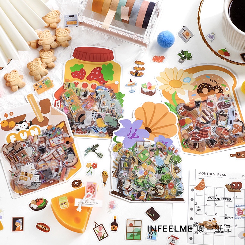 100 ชิ้น Sweet Home น่ารัก Deco เกาหลีสติกเกอร์เครื่องเขียนสําหรับ Scrapbooking อัลบั้ม Journaling ไดอารี่ Planner Diy Craft