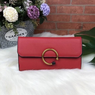 CHARLES &amp; KEITH CIRCULAR DETAIL WALLET สีแดง