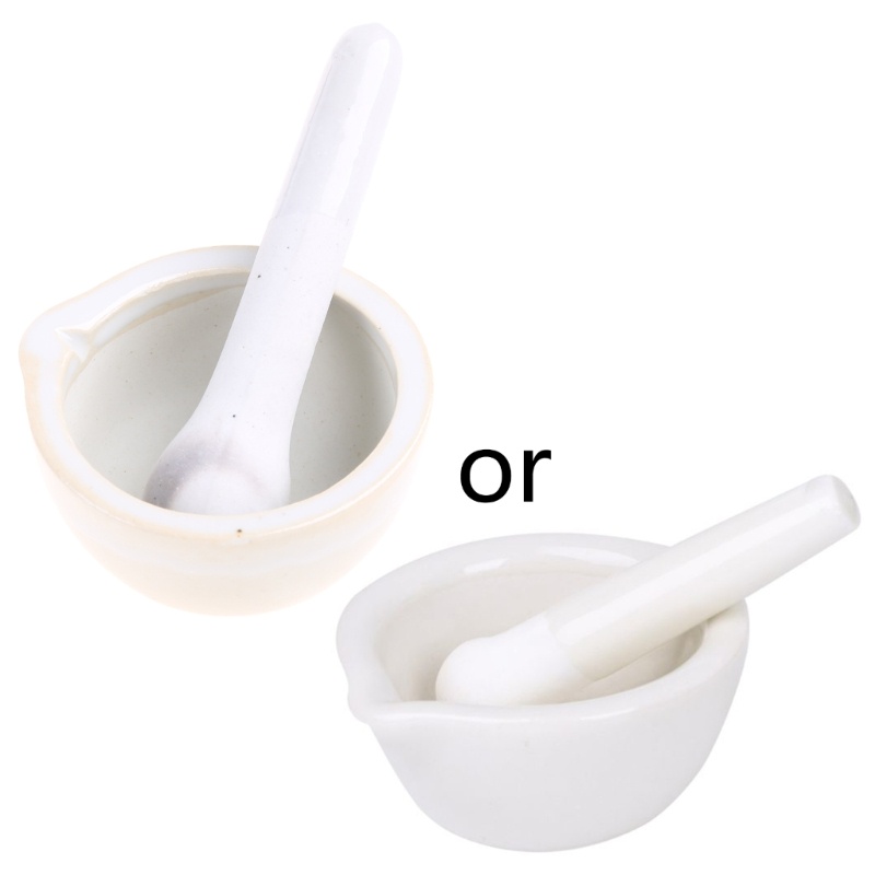 QJ Mortar and Pestle Set Porcelain Spices Herb Crushed Herb Bowl