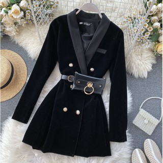 เดรสสูท พร้อมเข็มขัด+กระเป๋า พร้อมส่ง