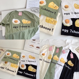 【NEW】Rainysunday | เสื้อยืดOversize ลายสกีน Egg Cheese 🧀อก42-44 ผ้าCotton 100%