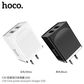 หัวชาร์จ 2 USB Hoco Wall charger “C43 Vast power” dual port charger 2.4A output