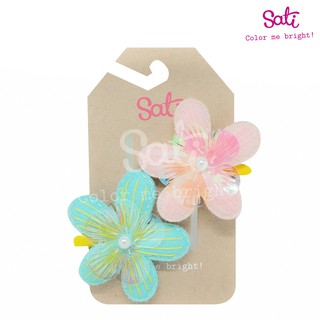 SATI - กิ๊บหนีบผม - ML. PINK &amp; GREEN FLOWER FCF104