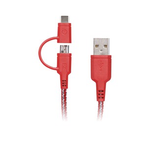 Energea สายชาร์จ Cable NyloTough 2 IN 1 USB C + Micro USB 1.5M -  Red