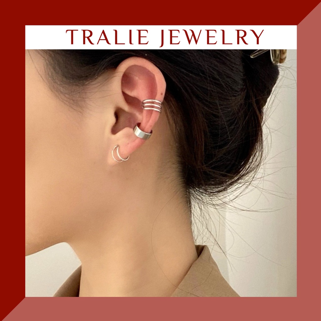 ชุดต่างหูแบบหนีบ 3 ชิ้น, Earcuff สําหรับผู้หญิงส่วนบุคคล Tralie Jewelry VIP68
