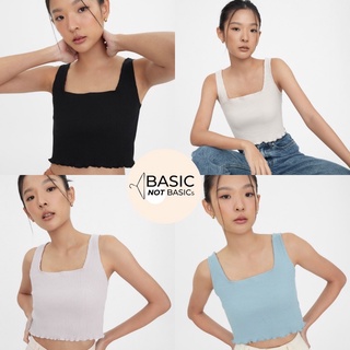 Basicnotbasics - Pastry crop เสื้อกล้ามคอเหลี่ยม ปลายหยัก เสื้อกล้าม