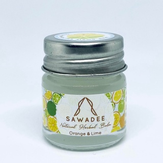 Sawadee Natural Herbal Orange&amp;Lime Aroma Balm อโรม่าบาล์มกลิ่นส้มและมะนาว สูตรเย็น ใช้ดมและทา