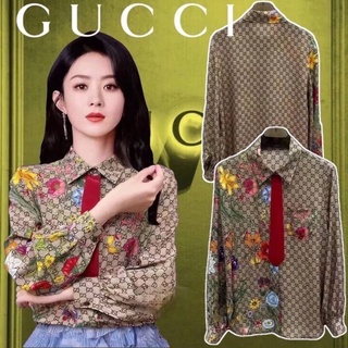 เสื้อเชิ้ตแขนยาวคอปก Gucci