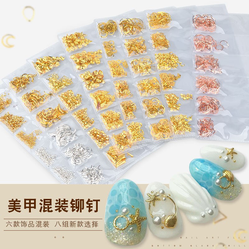 Nail Art Decoration Rivets Metal Decoration Star Moon Rivet Gold Circle Nail Sticker