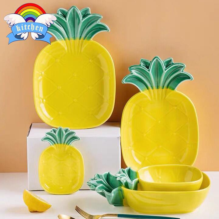 Pineapple Plate-จานผลไม้เซรามิกสร้างสรรค์น่ารักสไตล์นอร์ดิกเขตร้อน