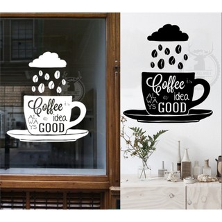 LF02 สติ๊กเกอร์แต่งร้านกาแฟ ติดกระจกร้าน แต่งร้านเค้ก เก๋ๆ Cafe Coffee Cake Good idea