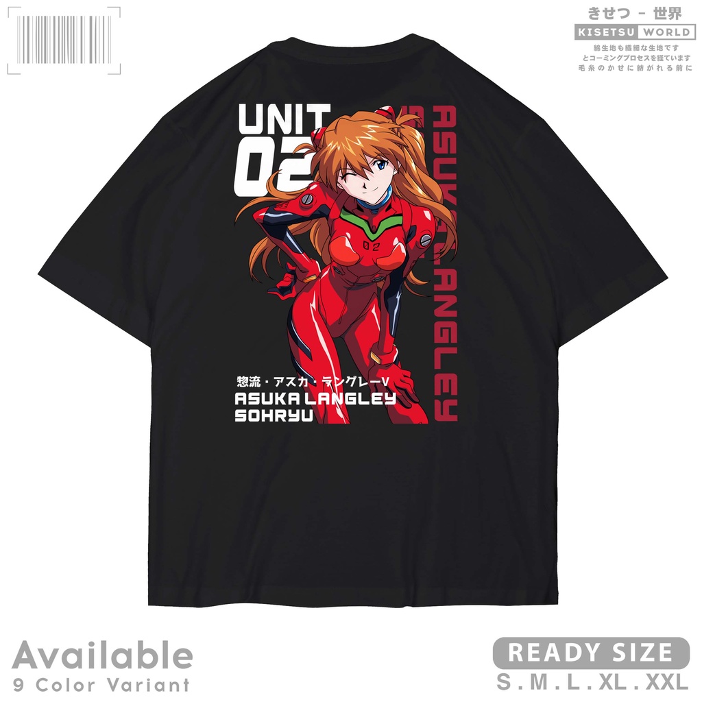 เสื้อยืดสีขาวเสื้อยืด พิมพ์ลายการ์ตูนอนิเมะ EVANGELION UNIT 02 ASUKA LANGLEY SOHRYU - Manga Waifu สไ