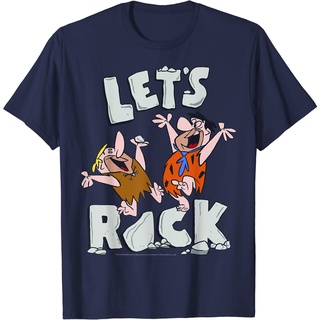 เสื้อยืดผ้าฝ้ายพรีเมี่ยม เสื้อยืด พิมพ์ลาย The Flintstones Fred And Barney Lets Rock สําหรับผู้ชาย