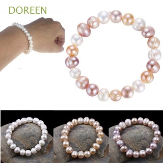 Doreen สร้อยข้อมือมุกน้ําจืด 8 มม. เครื่องประดับแฟชั่นสตรีหลากสี