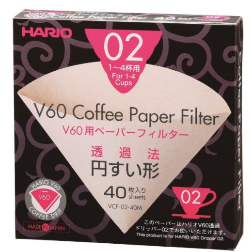 Hario V60  coffee Paper Filter กระดาษกรองดริปกาแฟสีชา 40 sheets made in Japan นำเข้าจากญี่ปุ่น