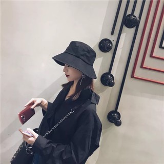 ราคาเน็ตไอดอล หมวกบักเก็ตแก็ตผู้หญิง สไลด์เกาหลี กันแดดกันยูวี รุ่นA014 สีดำ