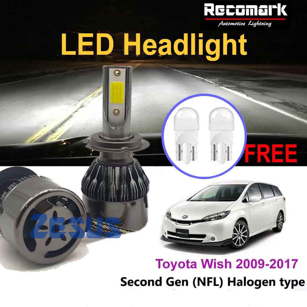 2 ชิ้น x LED Zeus Lampu Zen 4 หลอดไฟหน้า 6000K H4 12v - Toyota Wish 2009-2017 Second Gen (NFL) ชนิดฮ