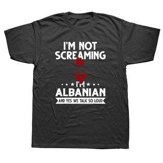 [COD]เสื้อยืดแขนสั้น ผ้าฝ้าย พิมพ์ลายกราฟฟิค Im Not Screaming Im Albanian Albania สไตล์ฮาราจูกุ สําหรับผู้หญิงS-5XL