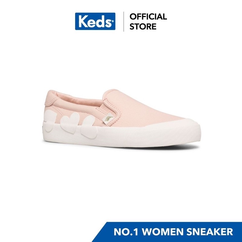KEDS WF65105 รองเท้าผ้าใบ slip on รุ่น CREW KICK S/O KS HEART APPLIQUE สีชมพูอ่อน