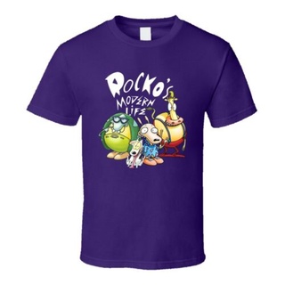 T-shirt  Nickelodeon เสื้อยืดคอกลม แขนสั้น ผ้าฝ้าย ลาย rockos modern life ใส่สบาย สําหรับผู้ชายS-5XL