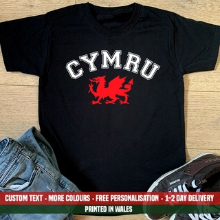 เสื้อยืดลําลอง ผ้าฝ้าย แขนสั้น พิมพ์ลายธงชาติฟุตบอล Cymru Dragon Wales Welsh Rugby 6 Football Nations Dad ของขวัญ สําหรั