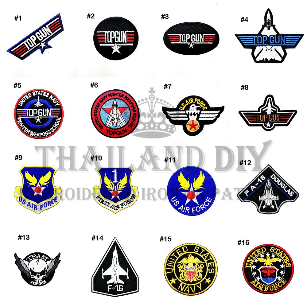 ตัวรีดติดเสื้อ งานปัก ทหารอากาศ ชุดนักบิน ชุดทหาร US Air Force Navy Topgun Top Gun Patch DIY WOP ตัว