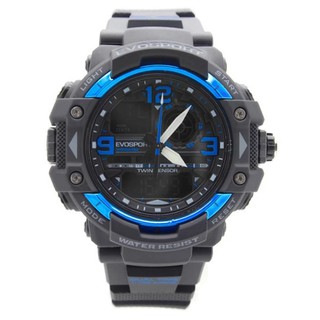 Evosport นาฬิกาข้อมือชาย สายยาง 2 ระบบ (เข็มและDigital) - ES20003 (Black-Blue)