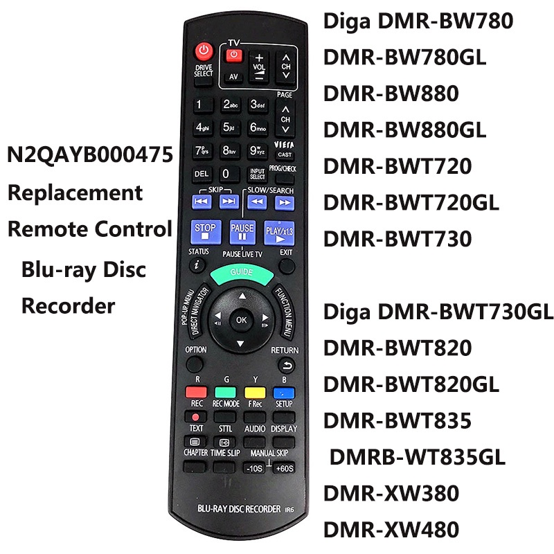 ใหม ่ N2QAYB000475 สําหรับ Panasonic Blu-ray เครื่องเล่น DVD Disc Recorder รีโมทคอนโทรล DMR-BW880 DMR-BW780 DMR-XW480 Fernbedineung