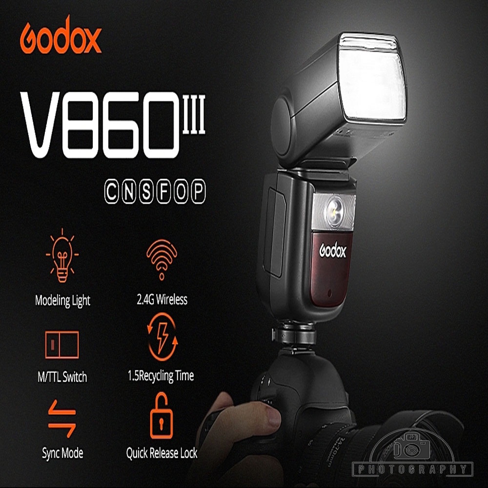 FLASH GODOX KIT V860III แฟลชกล้อง Speedlite E-TTL HSS Flash Light  สำหรับ  Canon , Nikon ,SONY , Fuj