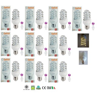 หลอดแอลอีดี ทรงเกลียว 9วัตต์ ขั้ว E27 แสงวอร์มไวท์ (10หลอด)