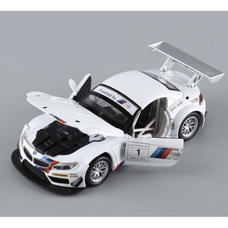 โมเดลรถBMW Z4 GT3 1/24 เป็นงานเหล็กทั้งคันประตูทั้งสองข้างเปิดได้และฝากระโปรงหน้าสามารถเปิดได้