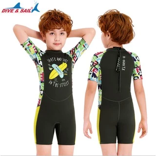 ชุดว่ายน้ำเด็ก ผู้ชาย เก็บอุณหภูมิ (ฟรีหมวก) Swimsuite กันหนาวกันแดด 2.5mm💦MMLanLa🚚ส่งในไทยพร้อมส่ง
