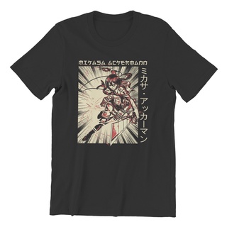 เสื้อยืดพิมพ์ลายเสื้อยืดคอกลม ผ้าฝ้าย พิมพ์ลายอนิเมะ Mikasa Ackermann - attack on titan shingeki no สไตล์ฮาราจูกุ สตรีท